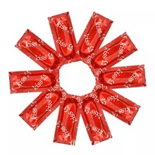散装外贸现货长包kiss英文出口避孕套长条光面大油量condom