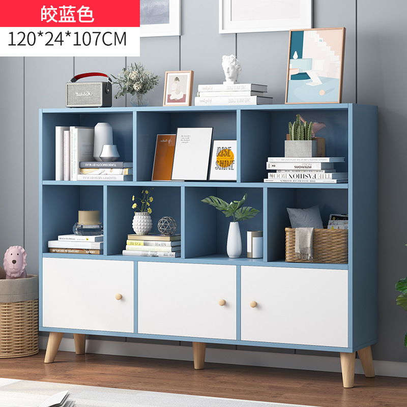 Simple estantería piso simple sala de estar rack de almacenamiento hogar estante de almacenamiento de juguete para niños estudiante a cuadros estantería corta