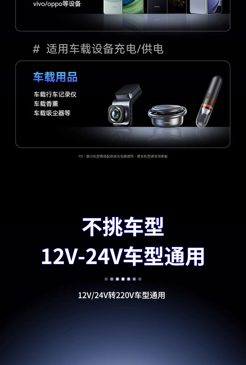 Car inverter converter 12v24v to 220v high-power fast charger multi-function cigarette lighter power socket