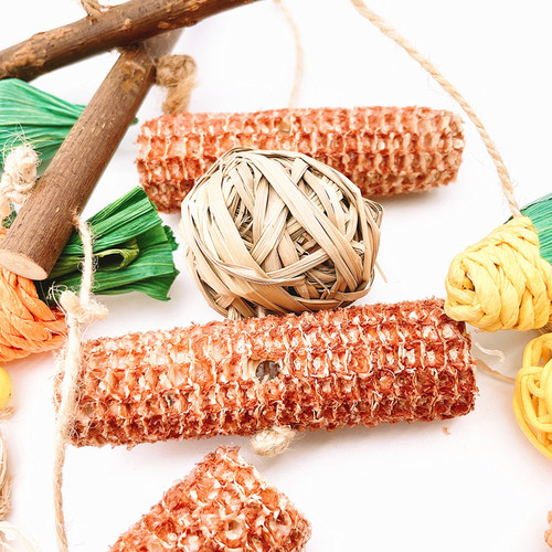 Parrot toy hamster chewing toy rabbit molar string small pet toy bird toy wooden rattan chewing toy