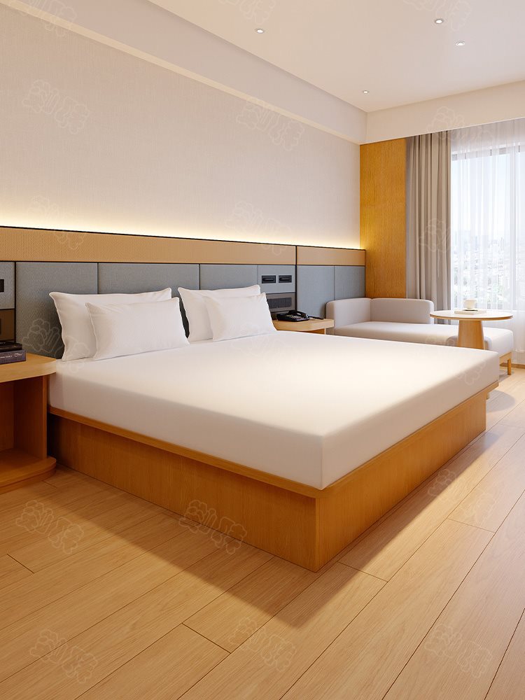 All-Season Hotel Large Bed B&B Guest Room Double Bed Hotel Renovation Standard Room Bed Screen Bed Box Complete Set of Furniture