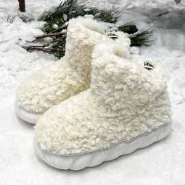 包跟棉拖鞋女冬季外穿雪地靴加绒保暖家居室内防滑简约厚底毛毛拖