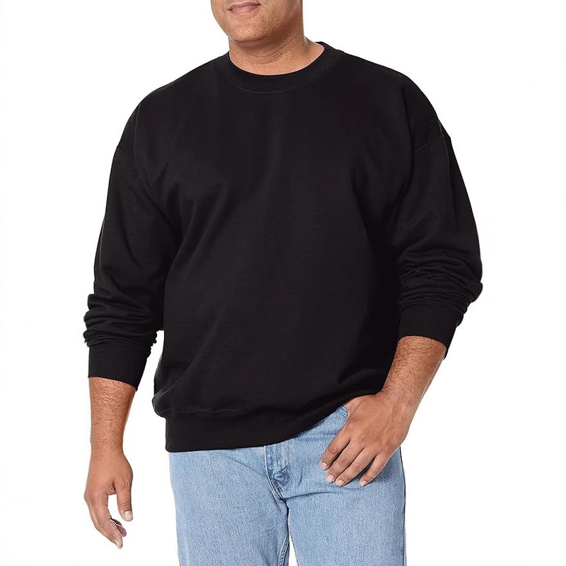 Cashmere Men's Sweatshirt, Solid Color Crew Neck Sweatshirt, Loose Fit, Inner Layering Shirt, Logo Casual Versatile Loose Style