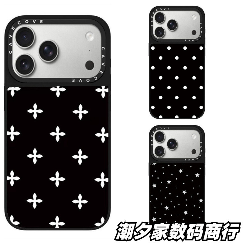 Black and white polka dot, minimalist solid color, white cross pattern, MagSafe compatible phone case for Apple 17 Pro Max and 15 Pro Black and white polka dot, minimalist solid color, white cross pattern, MagSafe compatible phone case for Apple 17 Pro Max and 15 Pro