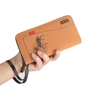 Processing and Customization of New Men's Zipper Wallet, Large Capacity Mobile Phone Bag, Multi-Card Slot Id Clutch Bag