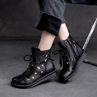 2025 Summer New Hollow High Top Sandals Women's Retro Croc Shoes Soft Sole Soft Surface Mom Women's Sandals