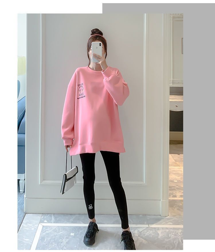 Maternity Autumn Fake Two Tops And Sweaters For Pregnant Women Cartoon Pattern Hoodies For Nursing Mothers Breastfeeding Poleron