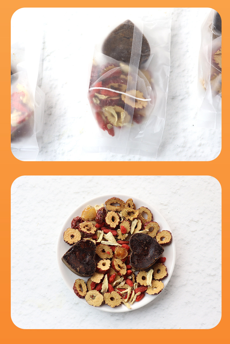Brown Sugar Ginger Jujube Tea He Tang Jiang Zao Cha 260g Boxed Herbal Tea with Goji Longan in use