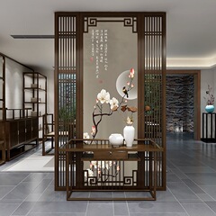 【新中国式玄関】屏風がリビングルームの茶室を遮断します。