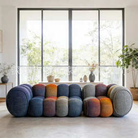 设计师彩虹圆饼沙发模块拼接布艺沙发大平层客厅艺术个性异形沙发