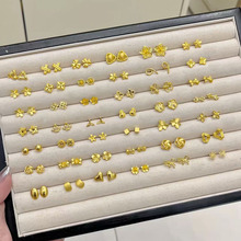 仿黄金耳钉女久不掉色韩式清新小众高级感合金沙金耳环耳饰批发