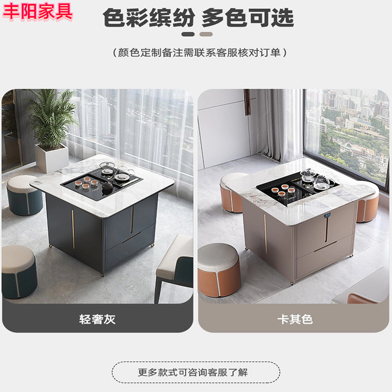 Coche de té con elevación automática de placa de roca, mesa de café multifuncional, mesa de comedor, mesa de té, balcón, mesa de té para apartamentos pequeños, mesa de té para el hogar