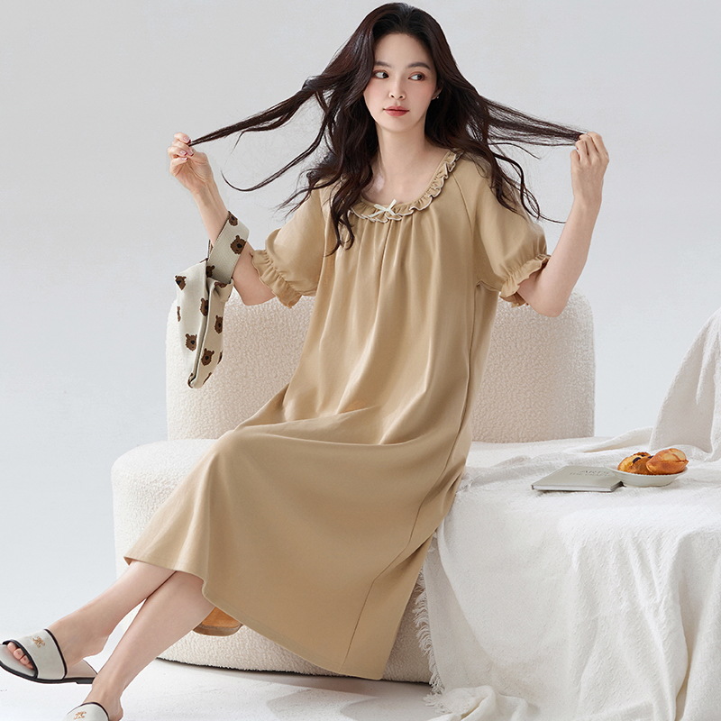 Pijamas de verano de dama de algodón 2025, nuevas mangas cortas sueltas, tamaño más grande, gorda mm, pastílica falda larga de flores.