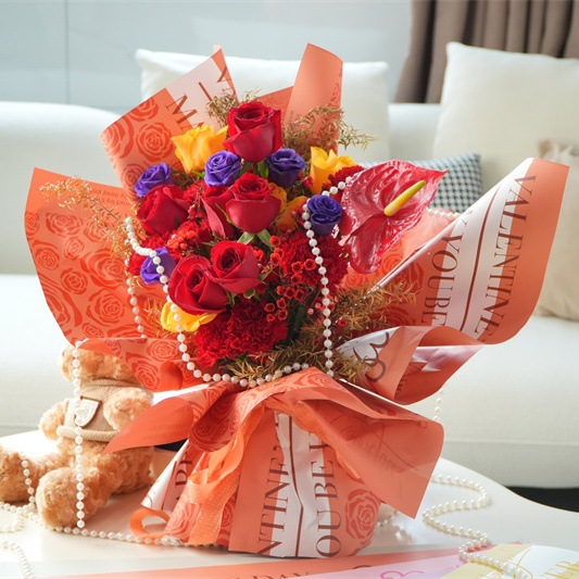 Fábrica de fiestas de flores Nuevo papel de embalaje de flores transfronterizas, ramo de flores de San Valentín, papel de embalaje de flores, papel de embalaje de regalos