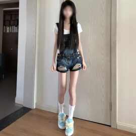 美式辣妹水洗低腰可拆解背带牛仔短裤2026春夏季时尚百搭长裤vibe