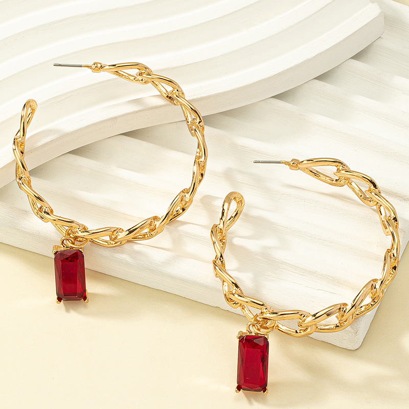 1 Pair Fashion Geometric Alloy Plating Artificial Crystal Womenu0027S Earrings