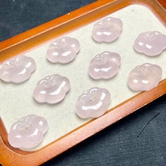 天然粉水晶祥云锁如意锁手工雕刻手链吊坠配件挂件半成品货源批发