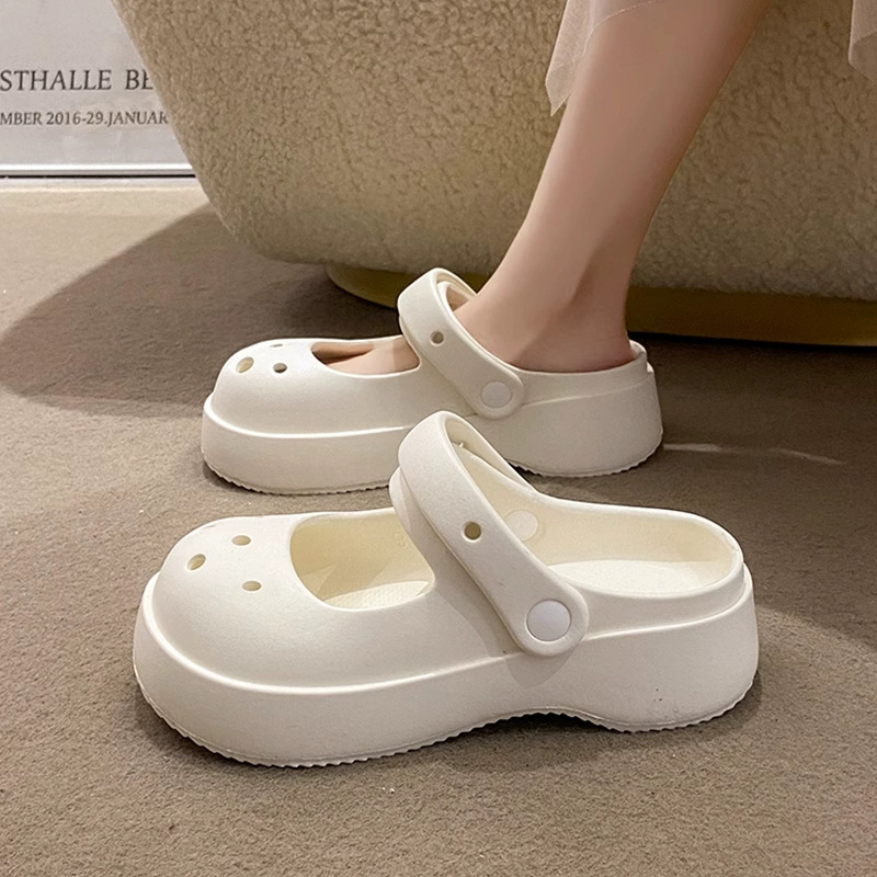 Slip-on closed toe hole slippers for Women summer 2023 New Internet celebrity thick bottom hole shoes non-slip deodorant sandals