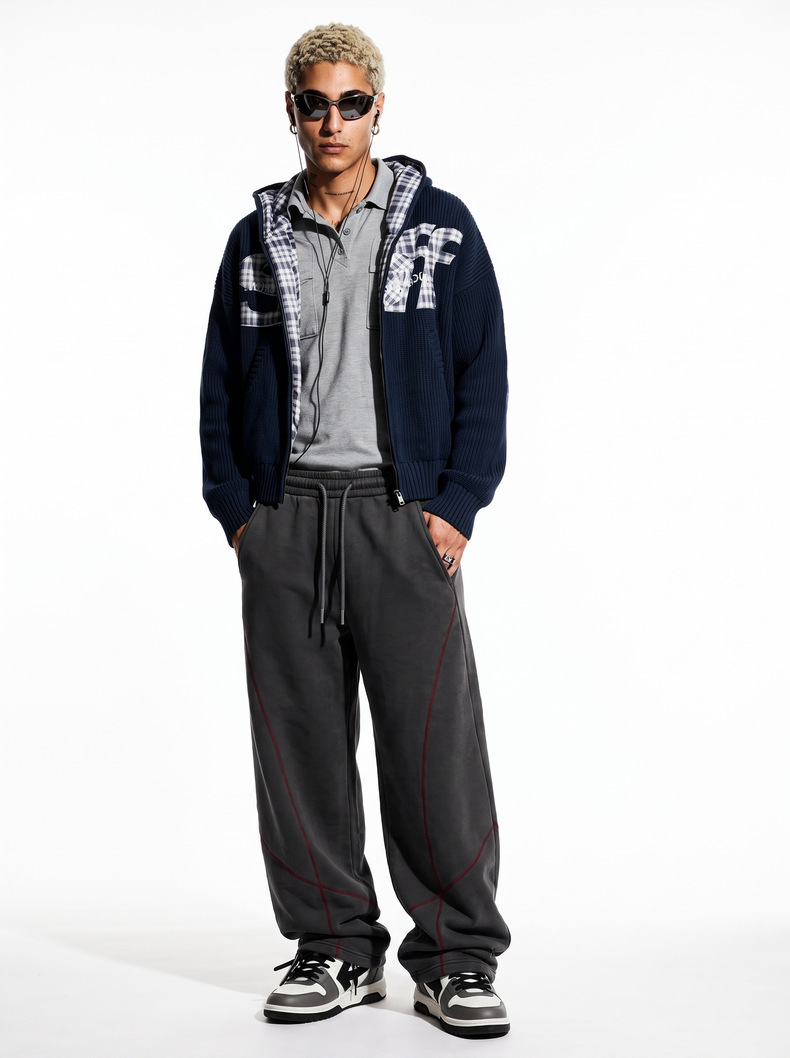 Inflation Fleece Color-Block 325g Straight-Leg Sweatpants