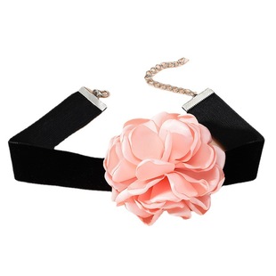 European and American Cross-border Jewelry Snow Bud Color Beige chocker Fabric Big Flower Collar Dinner Neck Belt Neck Chain Item