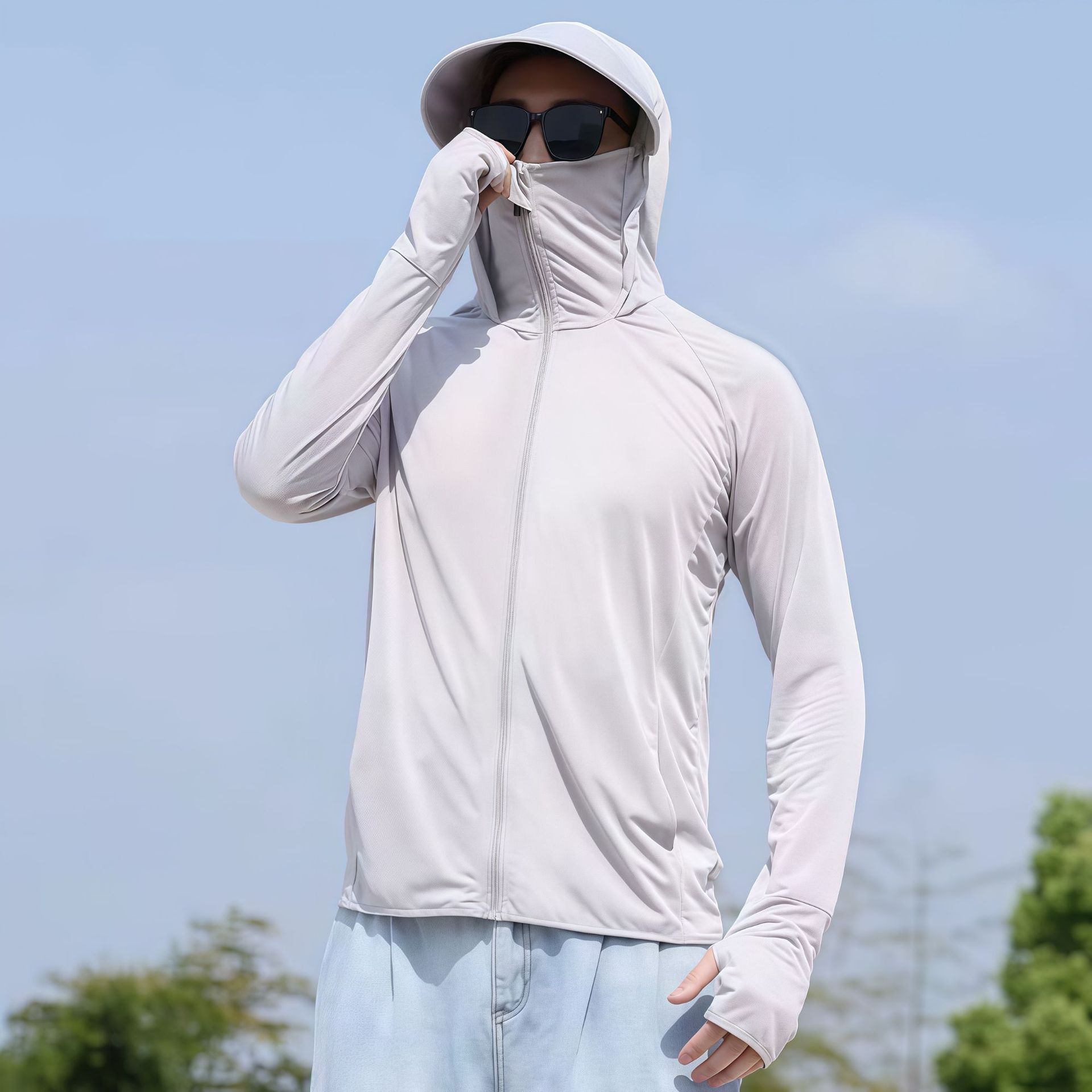 흰색 [자외선 차단복] 큰 챙