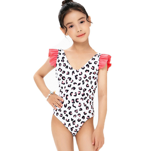2026 children's swimsuit, multi-color one-piece new leopard print bikini small, medium and large girls 'swimsuit in stock, cross-border wholesale