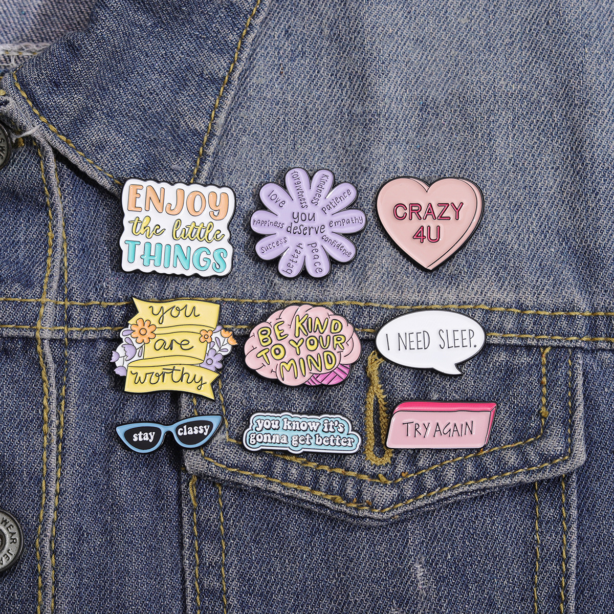 Cartoon Style Pin Letter Heart Shape Flower Alloy Stoving Varnish Unisex Brooches display picture 5