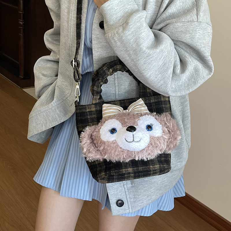 可爱玩偶豹纹水桶包2025学生上课通勤外出大容量时尚潮韩版女包|undefined