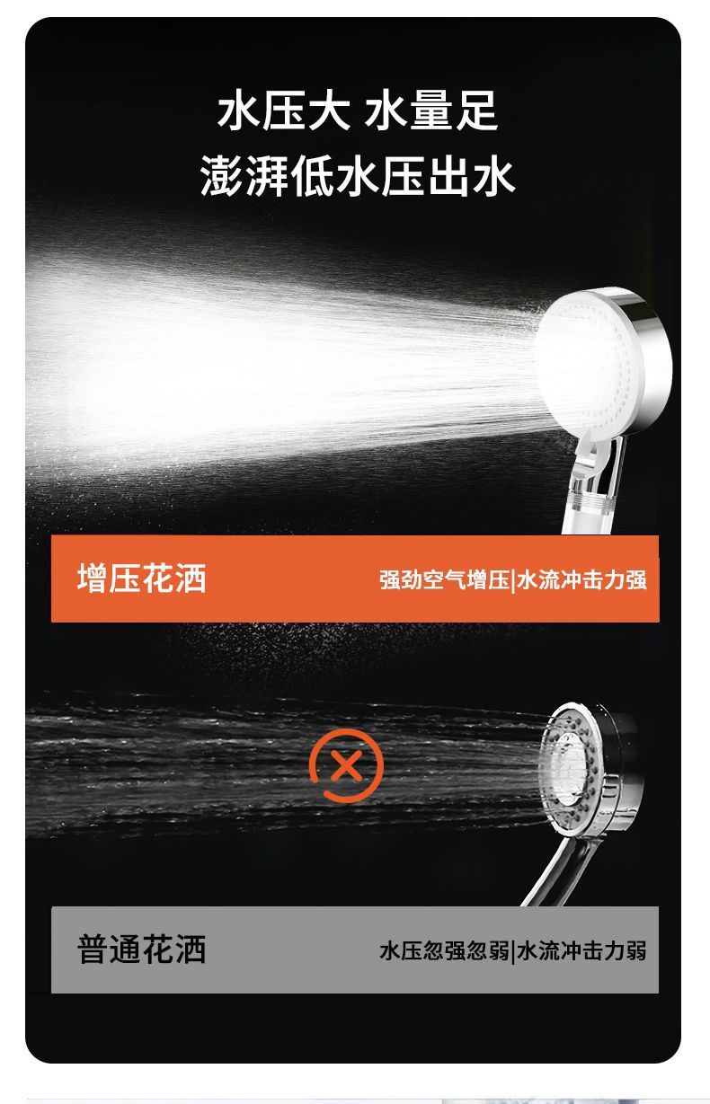 Pressurized filter showerhead, five-speed shower, hand spray, home bathroom, pressurized shower head set, AliExpress Item Picture