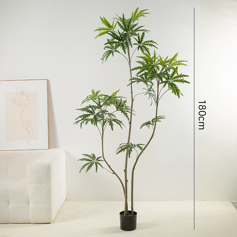 Simulación de plantas verdes, sensación avanzada de madera de pavo real, decoración de interiores para el hogar, plantas de adorno de piso, plantas en macetas, ventanas, plantas de árboles falsos