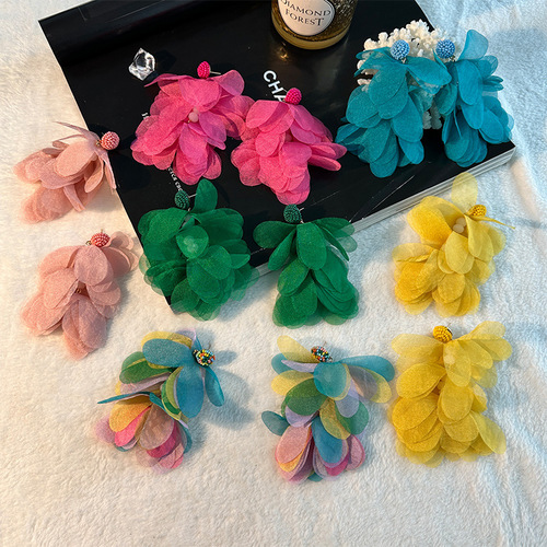 2024 spring new color tassel earrings original design ins fashion dopamine versatile earrings wholesale for women