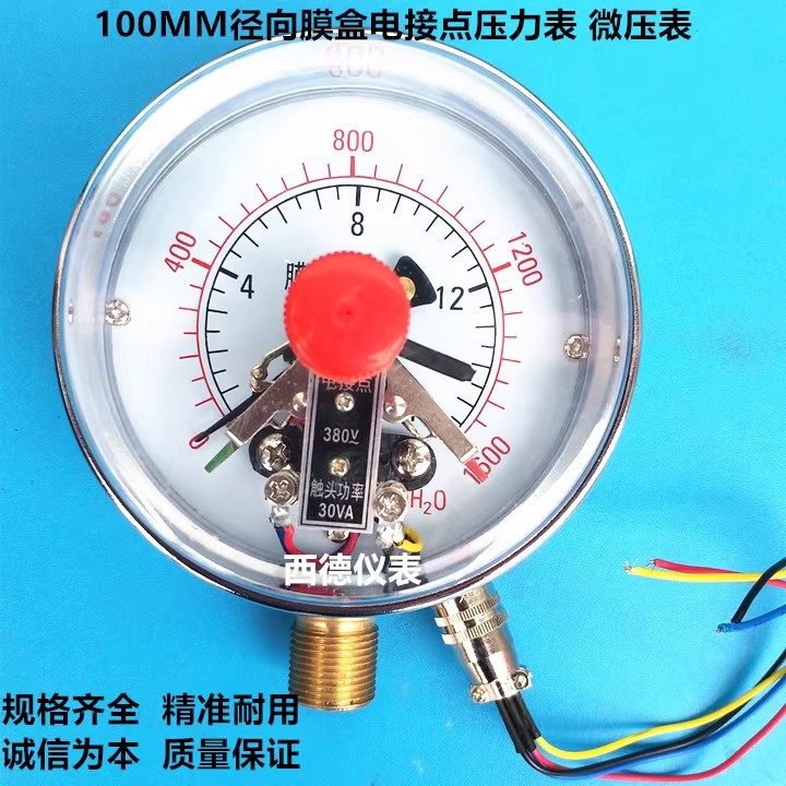 YEXC-100 100MM径向电接点膜盒压力表 膜盒电接点压力表