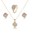 Wedding ring, earrings, necklace, set, European style, suitable for import, 3 piece set, wholesale