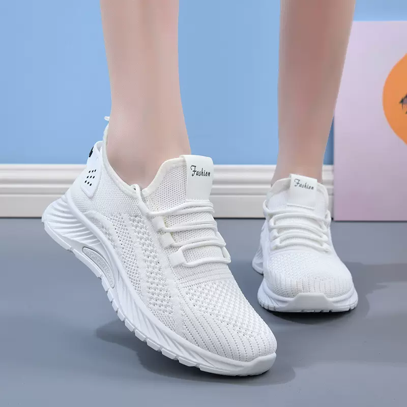 春秋款飞织网面透气软底时尚休闲女鞋跨境跑步鞋外贸单鞋女