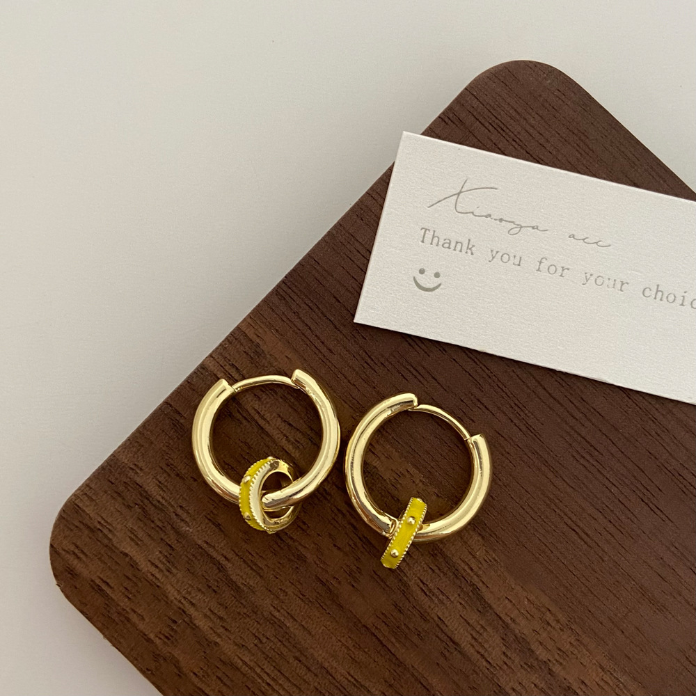 Copper Material Round Pattern Simple Style Round Copper Plating Gold Plated Earrings Necklace