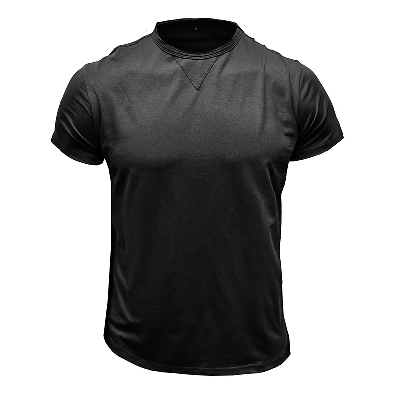 Men's Solid Colour Round Neck Short Sleeve T-shirt Summer Top_voghion.com