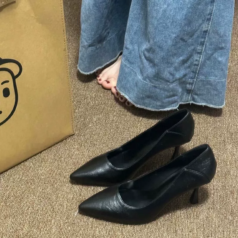 Женские туфли-лодочки на высоком каблуке, весна-осень 2025 года, удобные и универсальные, для собеседований.