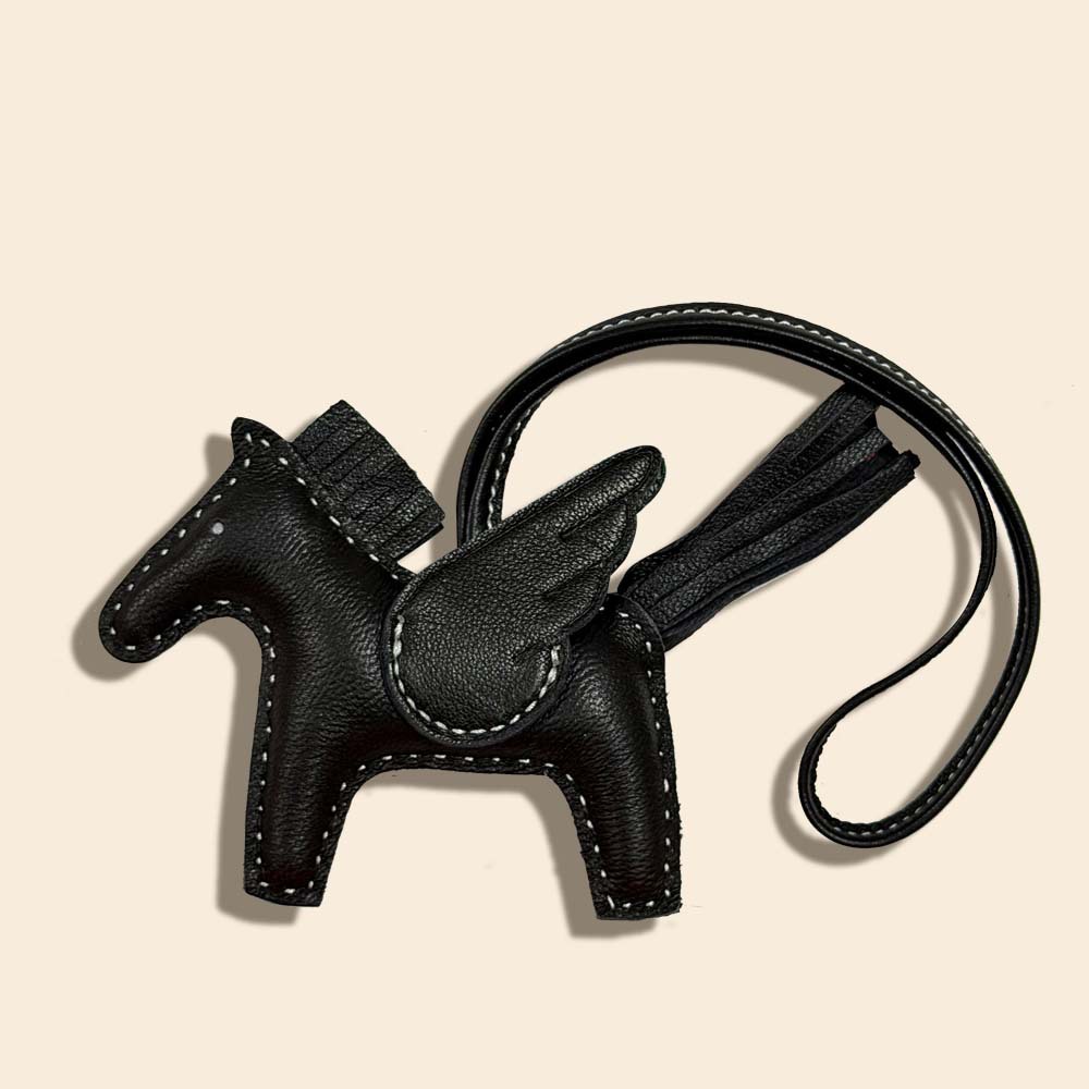 Accessories: Sheepskin Pony Pendant, Genuine Leather Angel Flying Horse Bag Accessory, Keychain Tassel, Car Hanging Ornament for Women