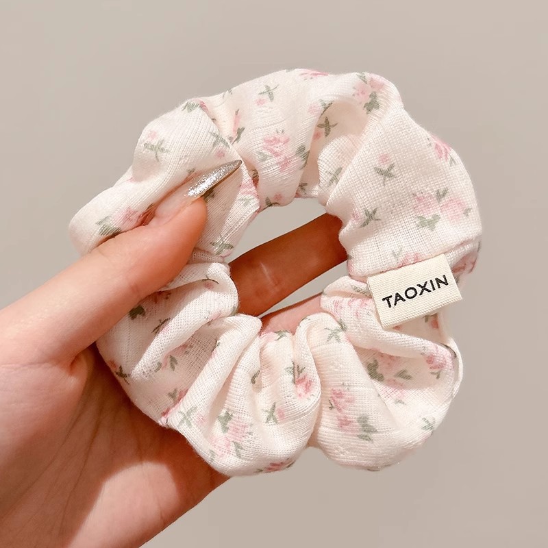 Corbata de pelo de intestino de lunares de crema grande coreana, gomas de goma de cola de caballo suaves para mujer, accesorios para el cabello de bola, accesorios para el cabello, cuerda para la cabeza