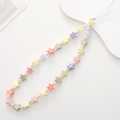 New candy cartoon bow mobile phone chain beaded mobile phone lanyard mobile phone case pendant anti-fall wrist strap for women