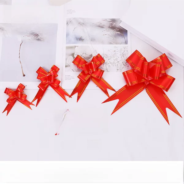 Wedding car pull flower gift box food bag packaging tie flower one pull molding golden edge multi-color full size hand pull flower