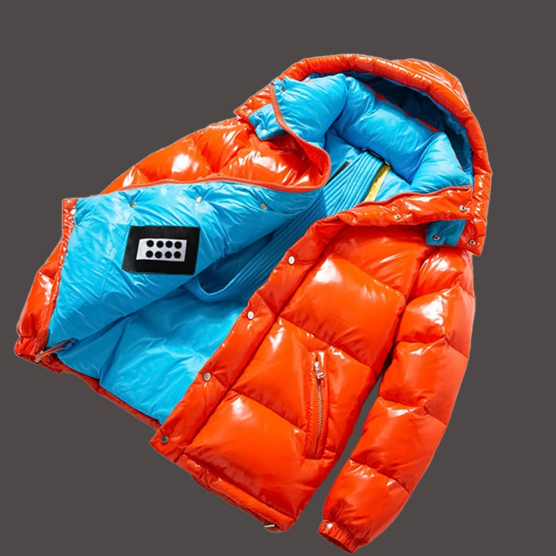 Куртка-пуховик глянцевая 300 г, на заказ, укороченная, для мужчин и женщин, пуховик из утиного пуха, рабочая одежда с нанесенным логотипом