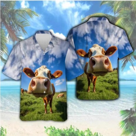 Farm Cow Men's Shirt Hawaiian Shirt D Printed Funny Cow Shirt Men's Vacation Casual Wear Farm Cow Men's Shirt Hawaiian Shirt D Printed Funny Cow Shirt Men's Vacation Casual Wear