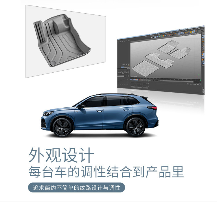 Suitable for 24 Volkswagen Tiguan L/L Pro Car Floor Mats, Fully Environmentally Friendly Tpe Floor Mats, Trunk Mats and Backrest Mats