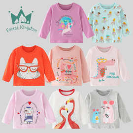 秋季新款女童长袖T恤儿童打底衫中小童薄款上衣欧美童装批发代销
