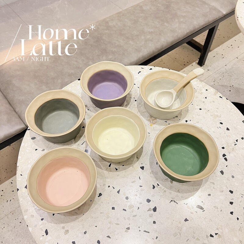 Original Design Handmade Retro Stoneware Hat Bowl Fat Spoon High Temperature Resistant Microwaveable Ins Ceramic Tableware!