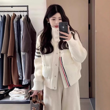 TB同款拼接针织棉服2024冬高品质韩系休闲百搭时尚简约短款棉服女