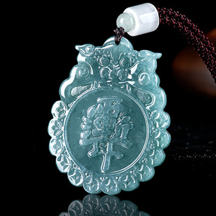 genuine goods natural A goods jade blue water beast head purple micro taboo gossip jade pendant glutinous jade pendant men's and women's pendant