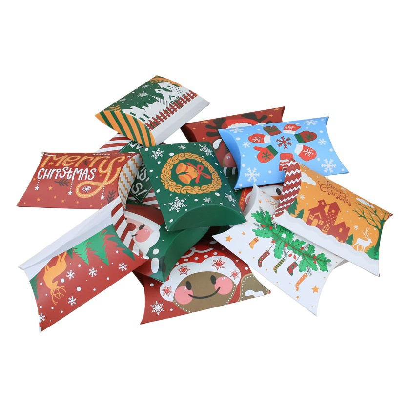 Европейская НОВАЯ РОЖДЕСТВЕНСКАЯ коробка для упаковки конфет Рождественская Подушка коробка для упаковки конфет коробка 12 видов цветов в наличии оптом