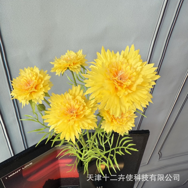 仿真花假花5头矢车菊桌面摆件ins风拍照道具批发跨境家居装饰花束|undefined